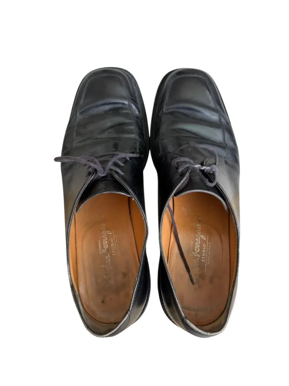 SALVATORE FERRAGAMO Men’s Black Leather Lace Up Dress Shoes Size 10